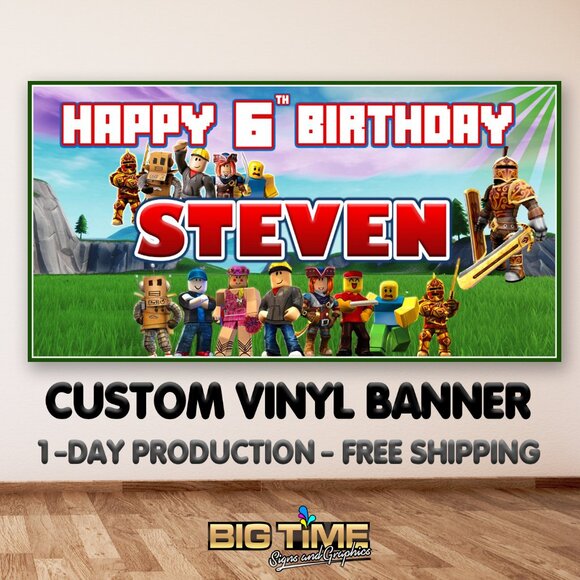 Roblox Personalised Birthday Banner, Roblox Happy Birthday Banner 3ft x 5ft - Picture 1 of 2